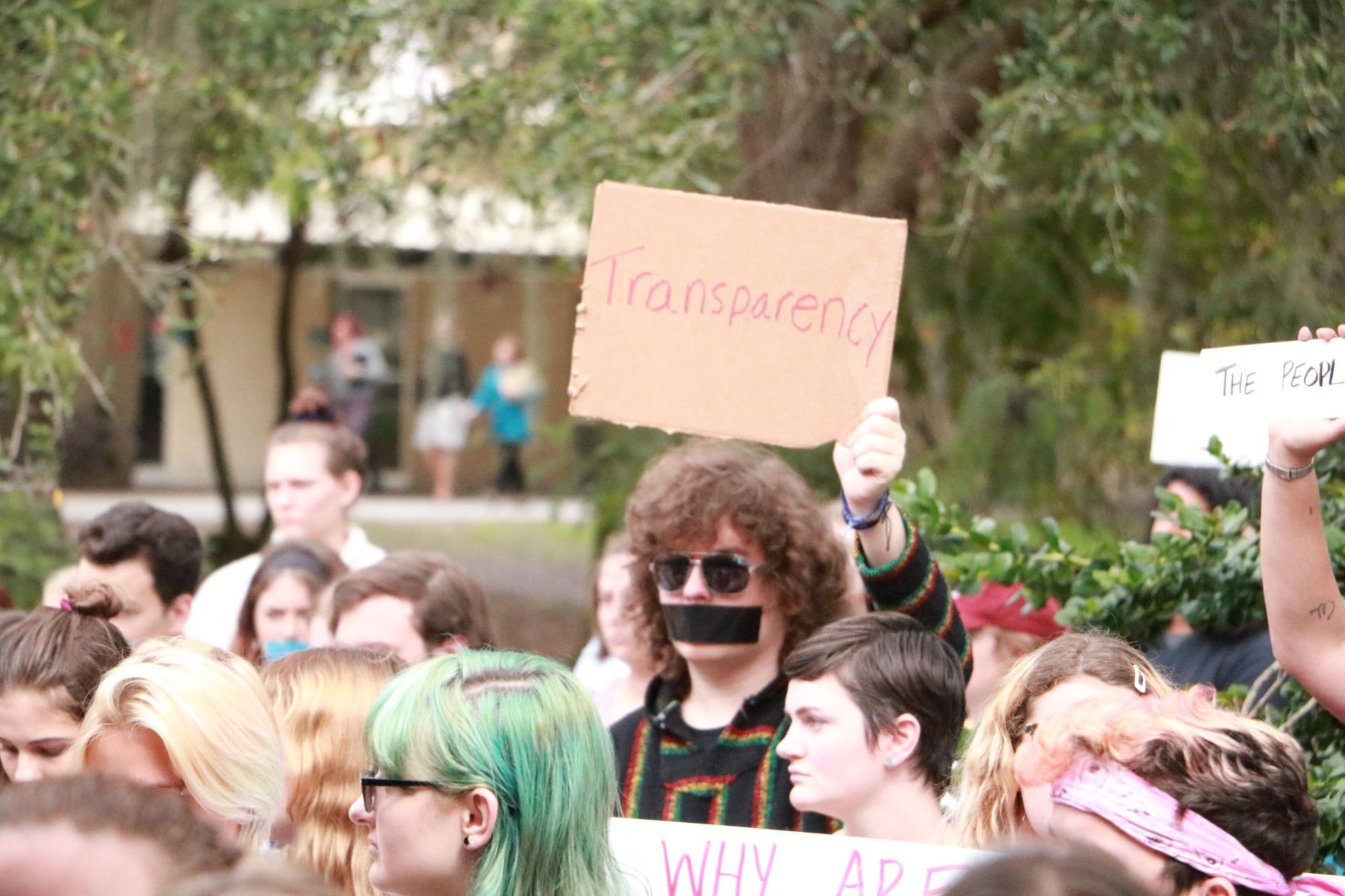 Protestor sign